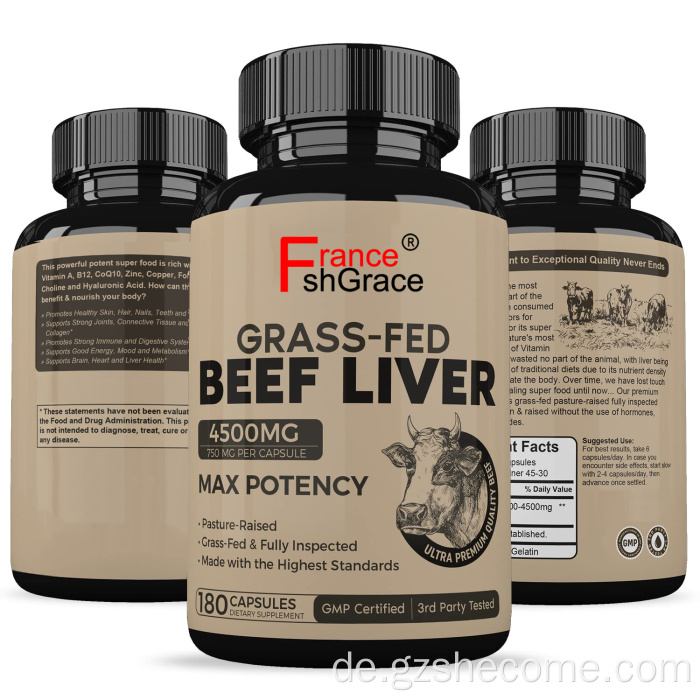 Grasgefüttert fördert gesunde Herzfleischkapseln mit Rindfleisch -Leber